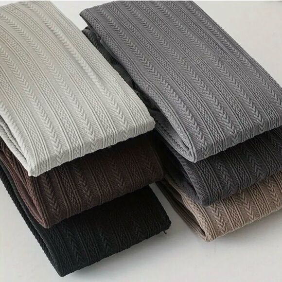 Solid Ribbed Gray Tights. - Picture 6 of 6